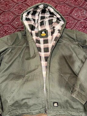 Berne HJ114MAN Plaid Hooded Jacket in Green Size 2XL